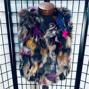 Gorgeous, Colorful, and Super Rare Multicolor Patchworkk Fox Fur Vest Jacket